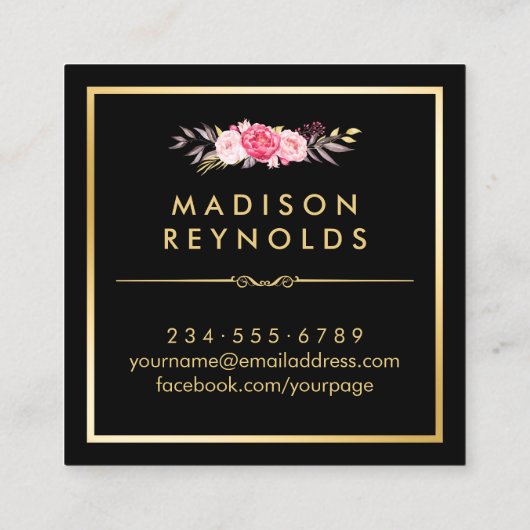 Die Schwarz-weißen Streifen sind aus Blumen Quadratische Visitenkarte (Rückseite)