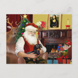 Die schwarze/braune Dackel des Weihnachtsmanns (#1 Feiertagspostkarte