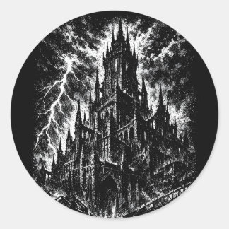 Die Schwarze Festung von BurnsInHell Runder Aufkleber