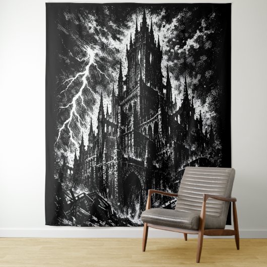 Die Schwarze Festung von BurnsInHell Wandteppich (Beispiel)