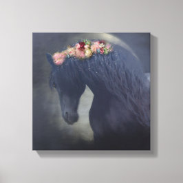 Die schwarze Friesian - Wrapped Canvas Leinwanddruck