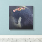 Die schwarze Friesian - Wrapped Canvas Leinwanddruck (Insitu (Holzboden))