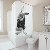 Die schwarze Kaninchenuhr Duschvorhang (Beispiel)