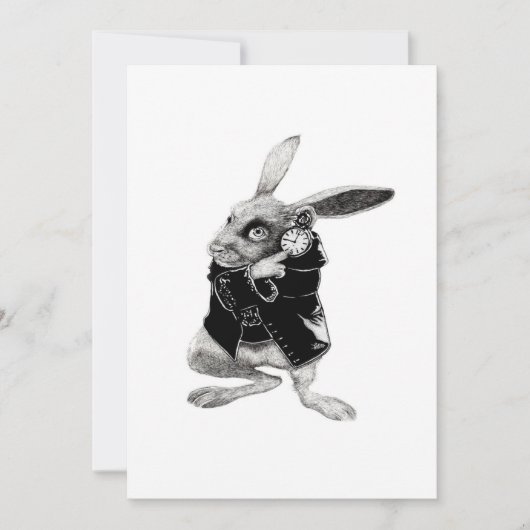 Die schwarze Kaninchenuhr Feiertagskarte (Vorderseite)