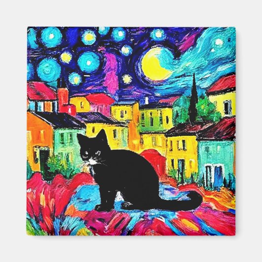 Die schwarze Katze 3 Magnet (Vorne)