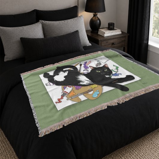 Die schwarze Katze des Künstlers Decke