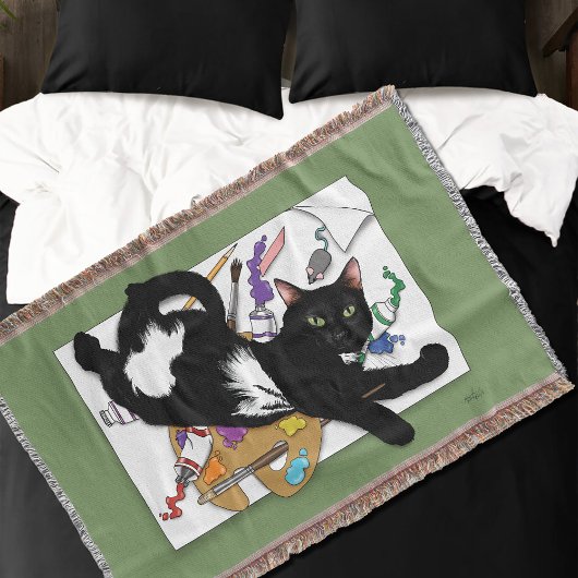 Die schwarze Katze des Künstlers Decke