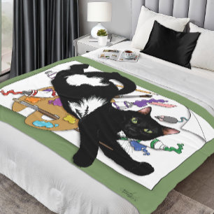 Die schwarze Katze des Künstlers Fleecedecke
