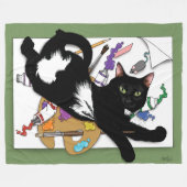Die schwarze Katze des Künstlers Fleecedecke (Vorderseite (Horizontal))