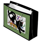 Die schwarze Katze des Künstlers Große Geschenktüte (Vorderseite Schrägansicht)