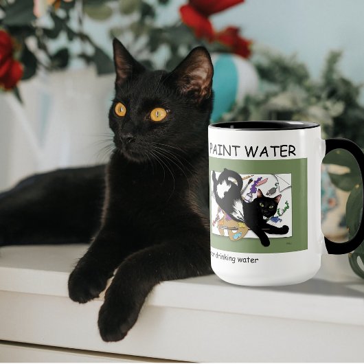Die schwarze Katze des Künstlers Tasse