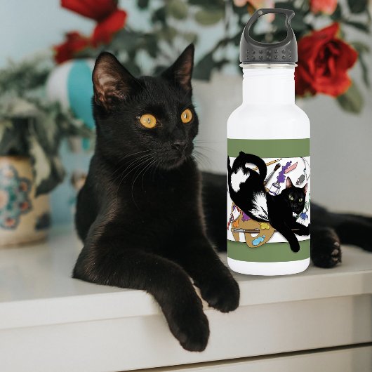 Die schwarze Katze des Künstlers Trinkflasche