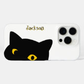 Die schwarze Katze, die dich mit goldenen Augen an Case-Mate iPhone Hülle (Rückseite (Horizontal))