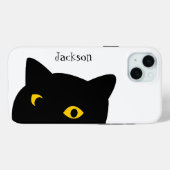 Die schwarze Katze, die dich mit goldenen Augen an Case-Mate iPhone Hülle (Rückseite (Horizontal))