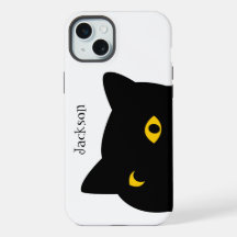 Die schwarze Katze, die dich mit goldenen Augen an