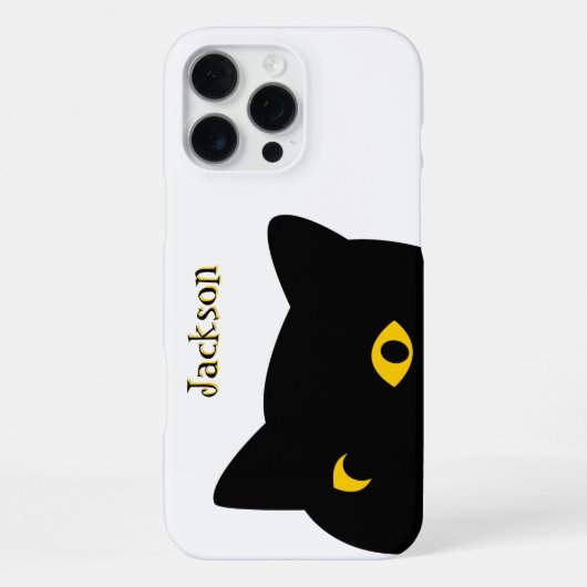 Die schwarze Katze, die dich mit goldenen Augen an iPhone Hülle (Rückseite)
