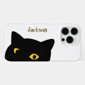 Die schwarze Katze, die dich mit goldenen Augen an iPhone Hülle (Rückseite (Horizontal))