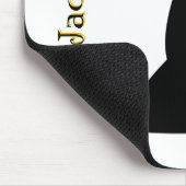 Die schwarze Katze, die dich mit goldenen Augen an Mousepad (Ecke)