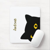 Die schwarze Katze, die dich mit goldenen Augen an Mousepad (Mit Mouse)