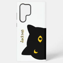 Die schwarze Katze, die dich mit goldenen Augen be