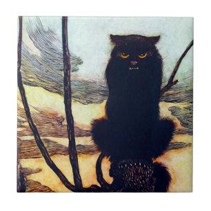 Die schwarze Katze Fliese