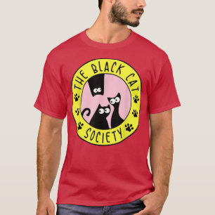 Die schwarze Katze-Gesellschaft hat sich über Gelb T-Shirt