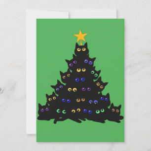 Die schwarze Katze hat sich in den Weihnachtsbauml Einladung