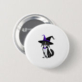 Die schwarze Katze im Halloween-Party. Aufkleber Button (Vorne & Hinten)