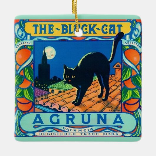 Die schwarze Katze Keramik Keramikornament (Vorderseite)