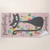 Die schwarze Katze Mitte des Jahrhunderts ist perf Strandtuch (Vorderseite)