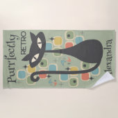 Die schwarze Katze Mitte des Jahrhunderts ist perf Strandtuch (Vorderseite)