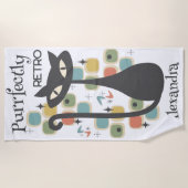 Die schwarze Katze Mitte des Jahrhunderts ist perf Strandtuch (Vorderseite)