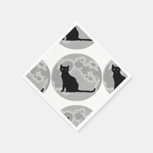 Die schwarze Katze Serviette (Ecke)