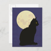 Die schwarze Katze und der Mond Postkarte (Vorne/Hinten)