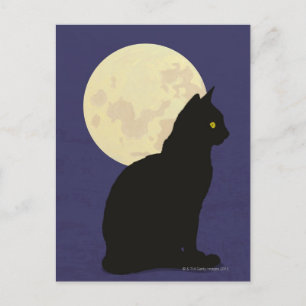 Die schwarze Katze und der Mond Postkarte