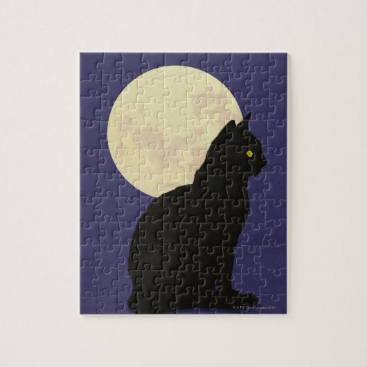 Die schwarze Katze und der Mond Puzzle (Vertikal)