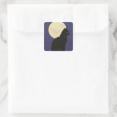 Die schwarze Katze und der Mond Quadratischer Aufkleber (Tasche)