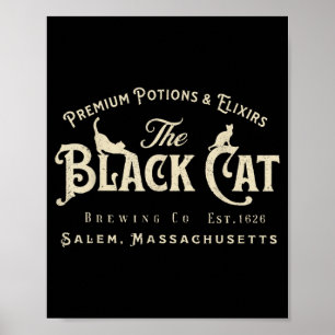 Die schwarze Katze Witchy m Est 1626 Halloween-Kat Poster