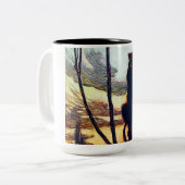 Die schwarze Katze Zweifarbige Tasse (Vorderseite Links)