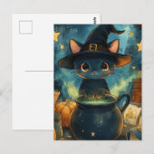 Die schwarze KatzenHexe Postkarte (Vorne/Hinten)