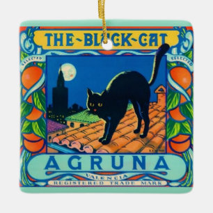 Die schwarze Keramikfliese Black Cat Keramikornament