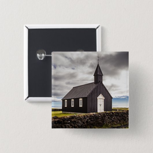 Die Schwarze Kirche Budir, Island Button (Vorne & Hinten)