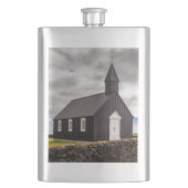 Die Schwarze Kirche Budir, Island Flachmann (Vorderseite)
