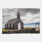 Die Schwarze Kirche Budir, Island Geschirrtuch (Horizontal)