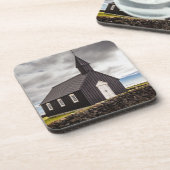 Die Schwarze Kirche Budir, Island Getränkeuntersetzer (Linke Seite)