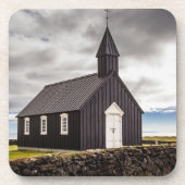 Die Schwarze Kirche Budir, Island Getränkeuntersetzer (Vorderseite)
