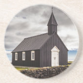 Die Schwarze Kirche Budir, Island Getränkeuntersetzer (Vorne)