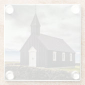 Die Schwarze Kirche Budir, Island Glasuntersetzer (Rückseite)
