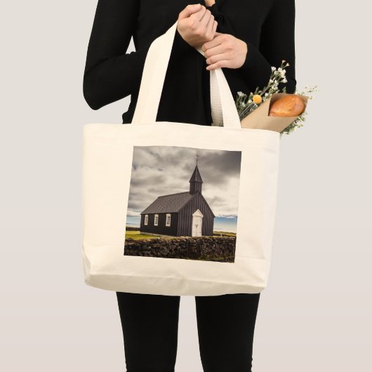 Die Schwarze Kirche Budir, Island Jumbo Stoffbeutel (Vorderseite (Produkt))