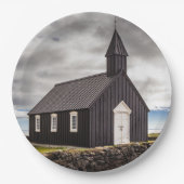 Die Schwarze Kirche Budir, Island Pappteller (Vorderseite)